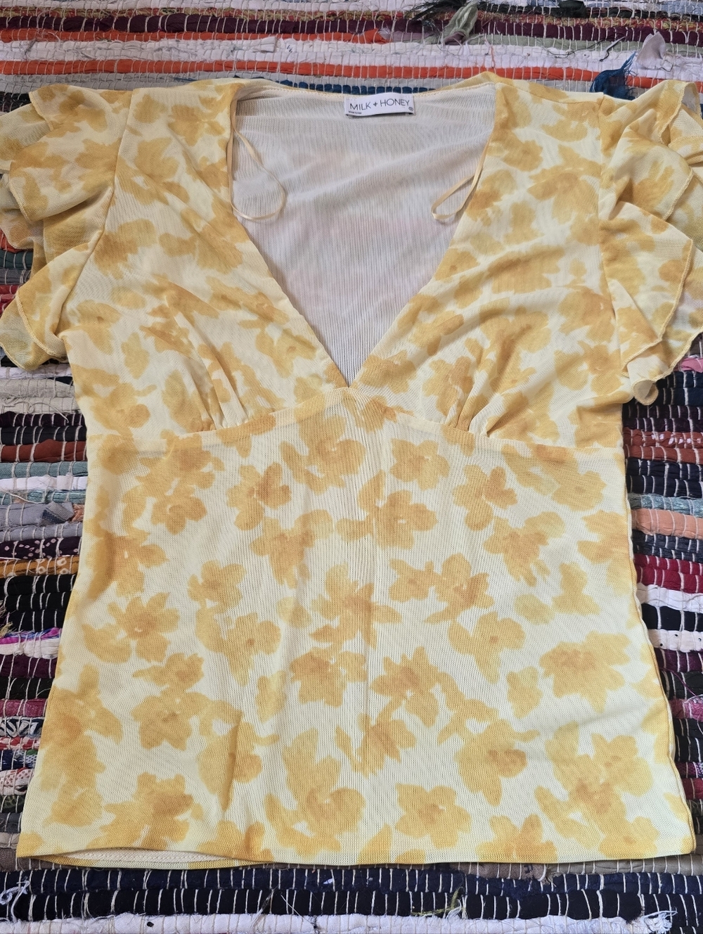 Y2k Top Yellow Floral Vintage Style